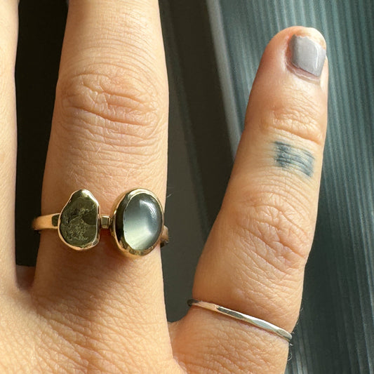 14k Green Moonstone Ring